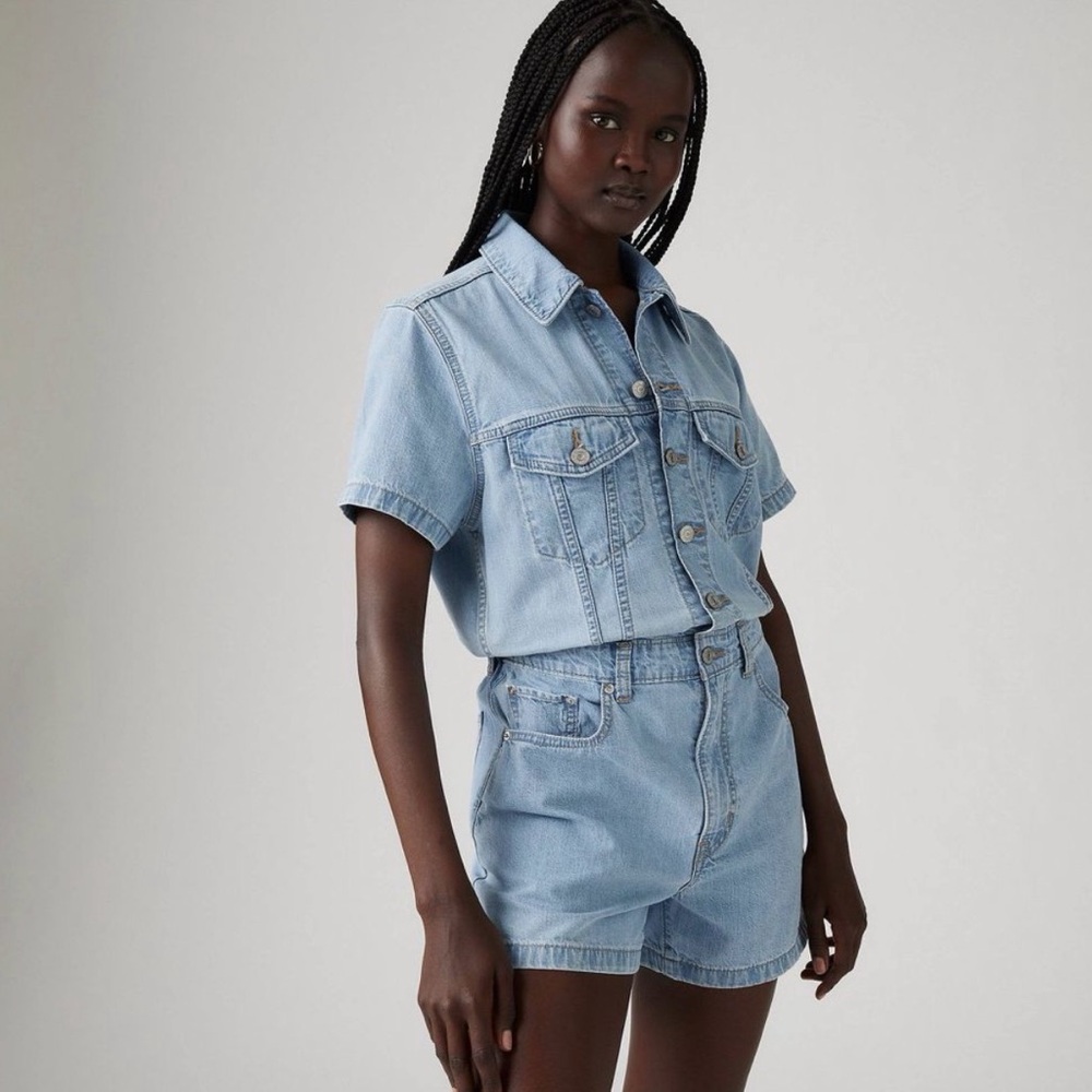 Levi's Light Blue Denim Short Sleeve Romper